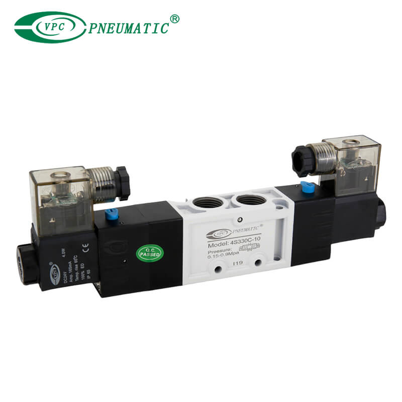 Válvula Solenoide de Control Doble de 5 Puertos y 3 Posiciones Serie 4S