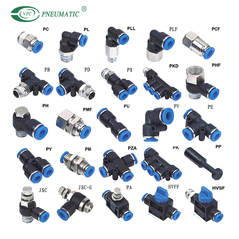 Accesorios de cilindro neumático PC 1/4 bsp, conector de aire de tubo de empuje de un toque