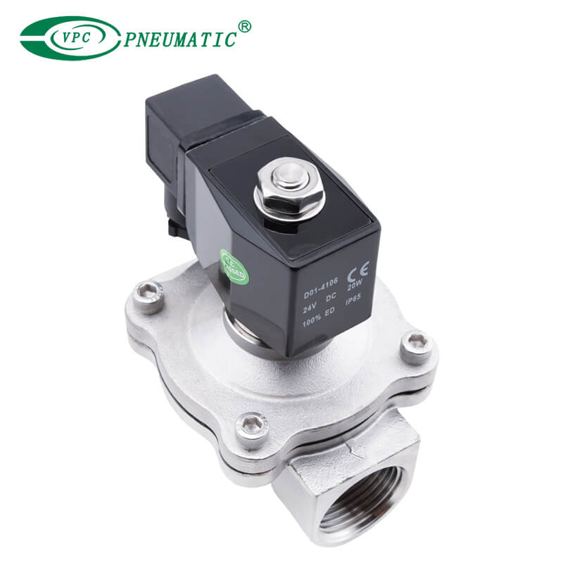 Válvula solenoide abierta normal de 2/2 vías de acero inoxidable serie ZS