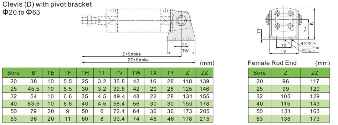 aluminum pneumatic cylinders 